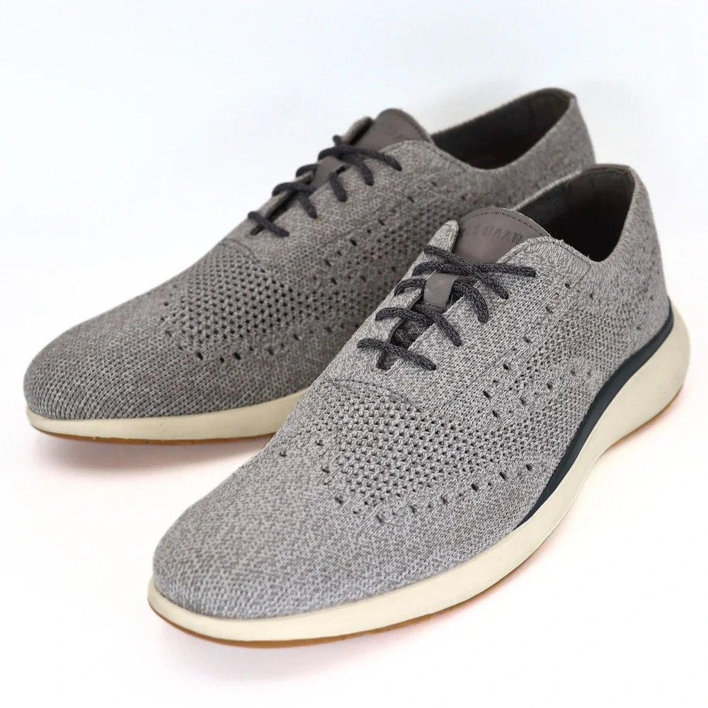 Cole Haan Zerogrand Stitchlite Oxford Mens 10.5 Gray Knit Wingtip Casual Office